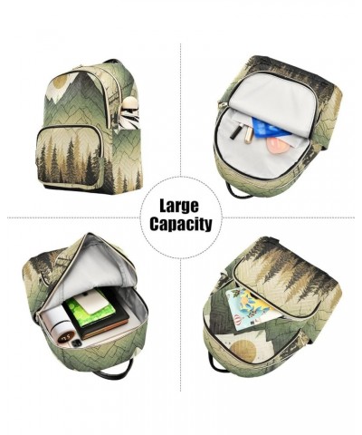 Small Fashion Backpack for Women Green Forest Mountain Print Ladies Travel Daypack Aesthetic Shoulder Bag 10.2×5.1×12.5 IN $1...