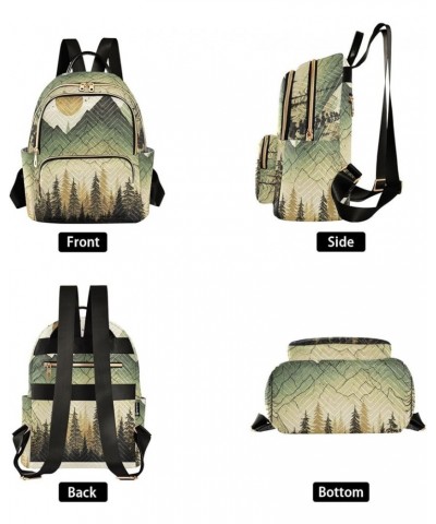 Small Fashion Backpack for Women Green Forest Mountain Print Ladies Travel Daypack Aesthetic Shoulder Bag 10.2×5.1×12.5 IN $1...