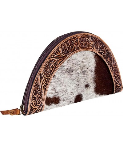 ADBG397BRWBR Taco Hand Tooled Hair On Genuine Leather Women Bag Western Handbag Purse $52.32 Handbags