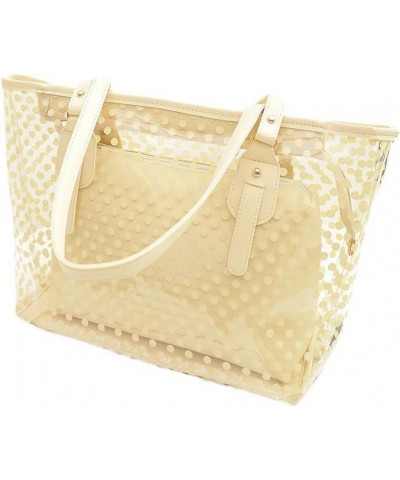 Large Candy Polka Color Clear Shoulder Bag 2 IN 1 Beach Totes Transparent Handbags With Interior Pocket For Women S6-offwhite...