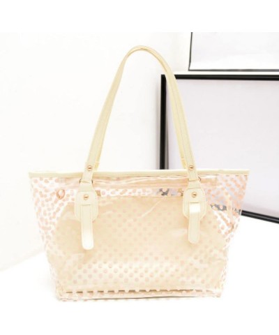 Large Candy Polka Color Clear Shoulder Bag 2 IN 1 Beach Totes Transparent Handbags With Interior Pocket For Women S6-offwhite...