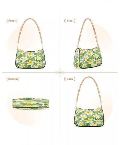 Tropical Leaves Flowers Shoulder Bag for Women Shoulder Handbags with Zipper Closure Mini Shoulder Purse Crossbody Bags for W...