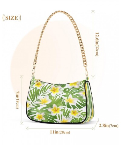 Tropical Leaves Flowers Shoulder Bag for Women Shoulder Handbags with Zipper Closure Mini Shoulder Purse Crossbody Bags for W...