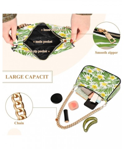 Tropical Leaves Flowers Shoulder Bag for Women Shoulder Handbags with Zipper Closure Mini Shoulder Purse Crossbody Bags for W...