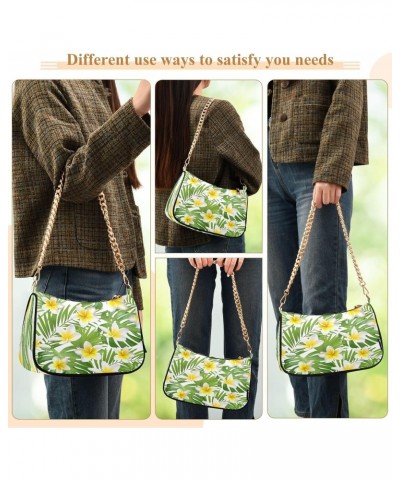 Tropical Leaves Flowers Shoulder Bag for Women Shoulder Handbags with Zipper Closure Mini Shoulder Purse Crossbody Bags for W...