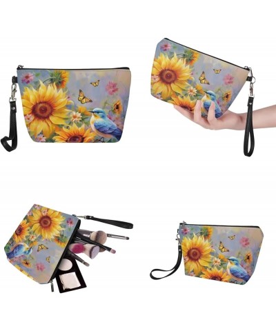 Purses for Women Tote Satchel Shoulder with Matching Wallet, Large Top Handle Purse with PU Make Up Bag Sunflower Bird-blue a...