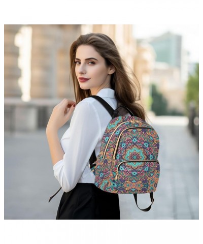 Mexican Ethnic Flower Mini Backpack Purse for Women, Ethnic Colorful Ornament Travel Backpack Fashion Backpack Handbag Should...