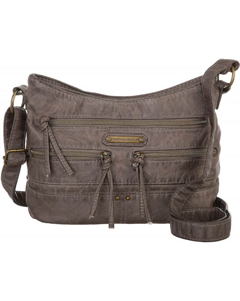 Boat Shoulder Hobo Handbag One Size Grey $38.89 Hobo Bags