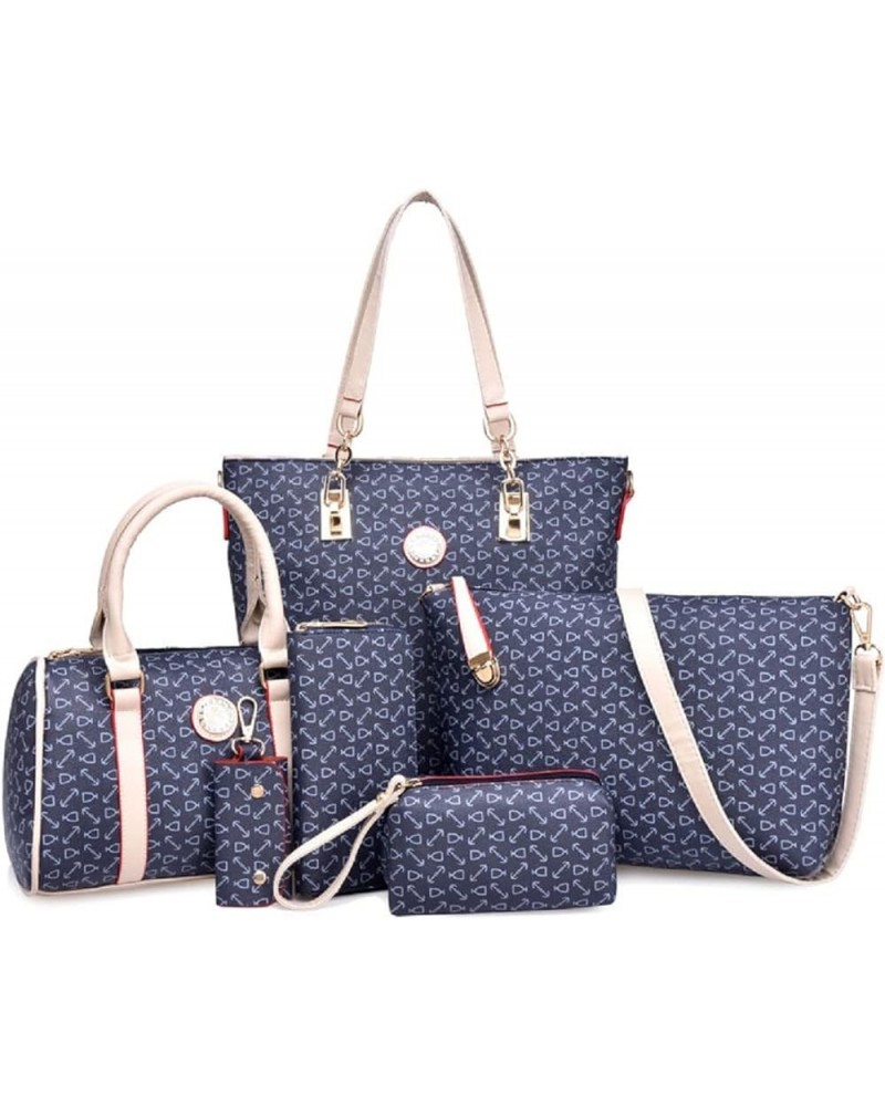 Women Handbag Set 6 Pcs PU Leather Tote Purse Multi-purpose Classic Shoulder Bag Top Handle Bag Satchel(Coffee) Dark Blue $47...