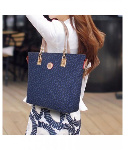 Women Handbag Set 6 Pcs PU Leather Tote Purse Multi-purpose Classic Shoulder Bag Top Handle Bag Satchel(Coffee) Dark Blue $47...