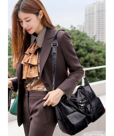 Women Tote Bag Multiple Pockets Large Capacity Shoulder Bags Purse Satchel Black $23.83 Totes