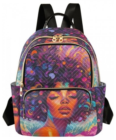 Medium Fashion Backpack for Women Portrait Black Beauty Print Ladies Travel Daypack Aesthetic Shoulder Bag 11.4×6.1×14.1 IN $...