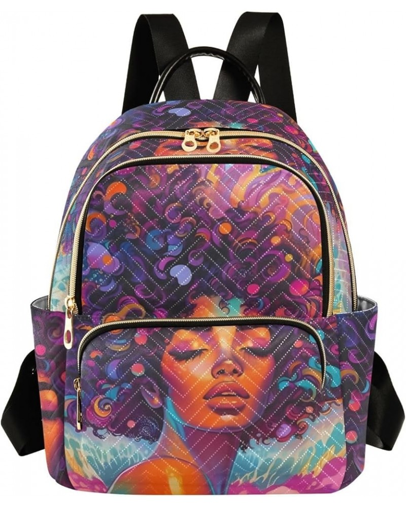 Medium Fashion Backpack for Women Portrait Black Beauty Print Ladies Travel Daypack Aesthetic Shoulder Bag 11.4×6.1×14.1 IN $...