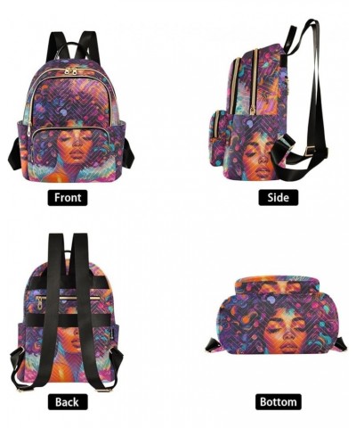 Medium Fashion Backpack for Women Portrait Black Beauty Print Ladies Travel Daypack Aesthetic Shoulder Bag 11.4×6.1×14.1 IN $...