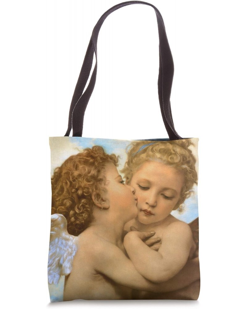 The First Kiss, angels detail by William-Adolphe Bouguereau Tote Bag $14.39 Totes