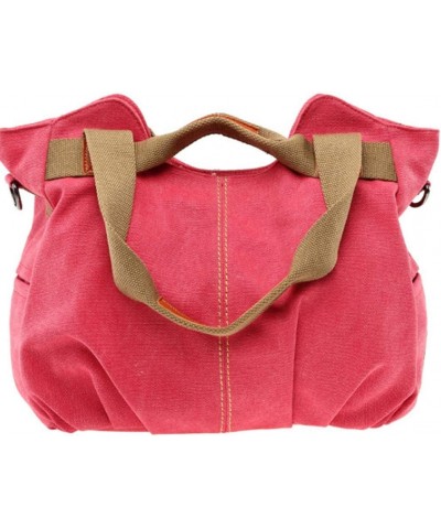 Women Handbag Tote Top Handle Satchel Shoulder Bag Casual Vintage Purse Canvas Bags Rose Red $18.35 Totes