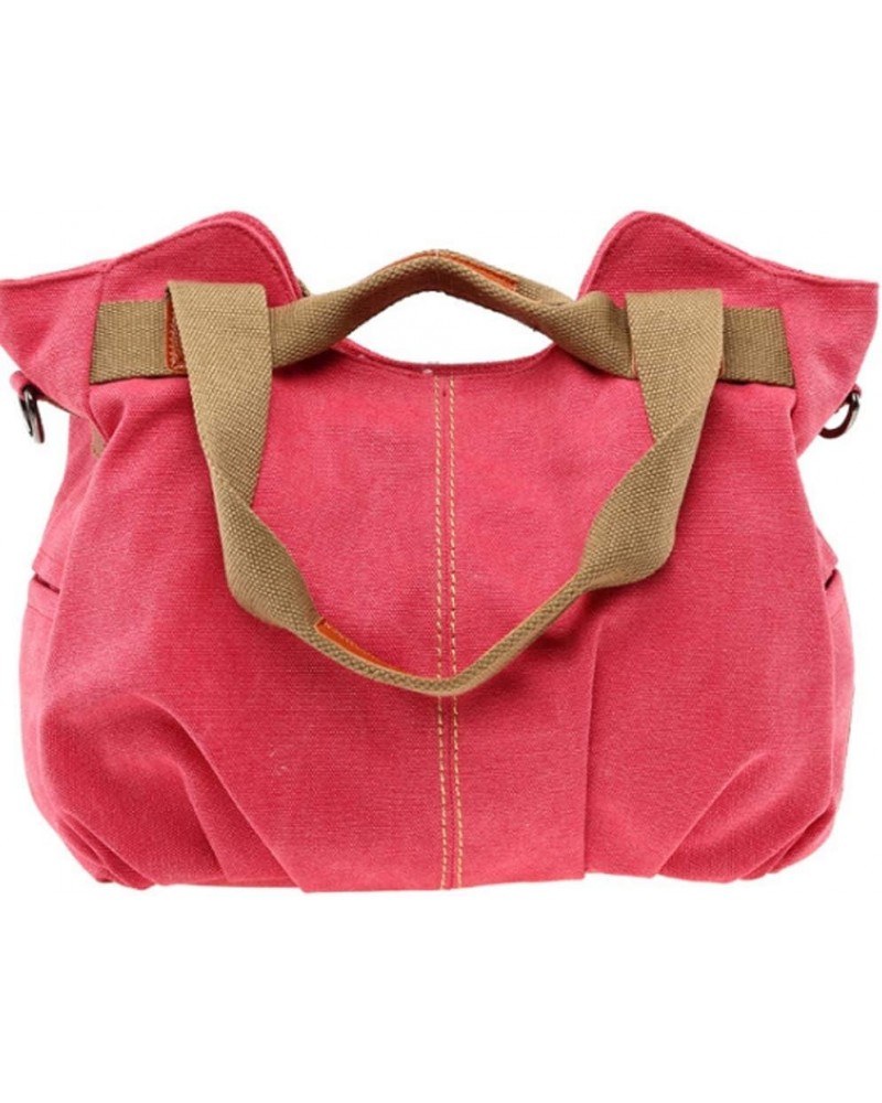 Women Handbag Tote Top Handle Satchel Shoulder Bag Casual Vintage Purse Canvas Bags Rose Red $18.35 Totes