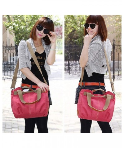 Women Handbag Tote Top Handle Satchel Shoulder Bag Casual Vintage Purse Canvas Bags Rose Red $18.35 Totes