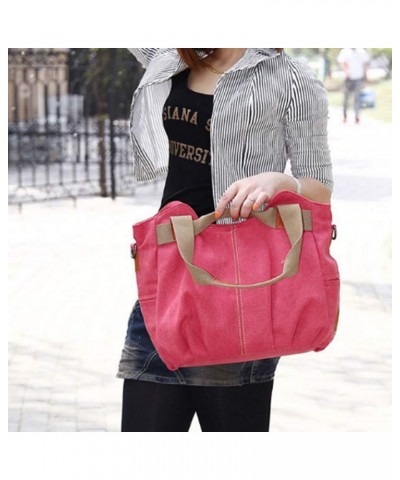 Women Handbag Tote Top Handle Satchel Shoulder Bag Casual Vintage Purse Canvas Bags Rose Red $18.35 Totes