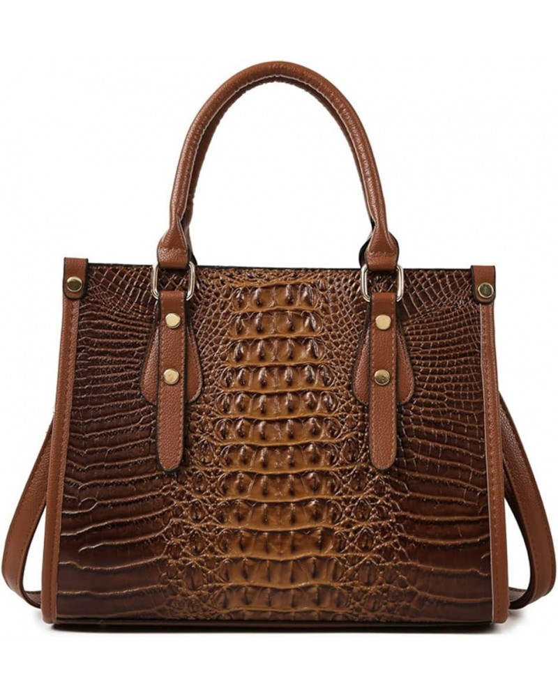 Handbags and Purses for Women PU Leatner Shoulder Bag Fashion Top-Handle Satchel Tote Crocodile Pattern Crossbody Bag Brown $...