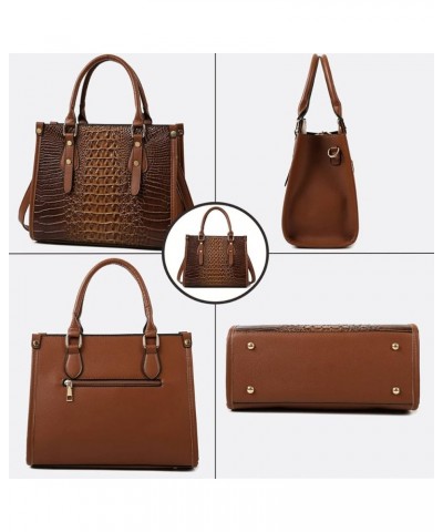 Handbags and Purses for Women PU Leatner Shoulder Bag Fashion Top-Handle Satchel Tote Crocodile Pattern Crossbody Bag Brown $...