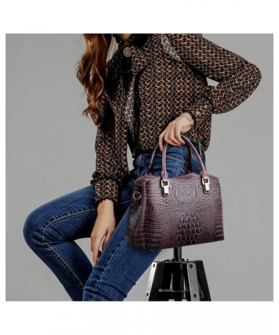 Top Handle Satchel Handbags Crocodile Bag Designer Purse Leather Tote Bags (brown) Purple $17.48 Totes