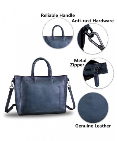 Genuine Leather Top Handle Handbag for Women Retro Satchel Vintage Cowhide Handmade Crossbody Handbags Purse Hobo Bag Darkgre...