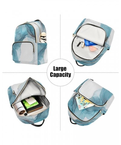 Backpack Purse for Women Marble Liquid, Mini Fashion Backpack Green White Ink Lightweight Casual Daypack Shoulder Bag Travel ...