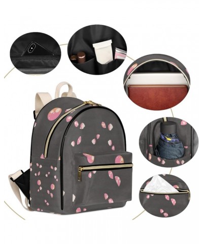 Pink Earphone PU Leather Backpack Backpack Purse for Women Small Bag with Adjustable Strap Fashionable Travel Bag Daypack Geo...