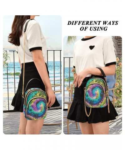 Crossbody Bag for Women, Hippie Tie Dye Swirl Phone Purse Detachable Chain Bag Shoulder Handbag Wallet $13.67 Crossbody Bags