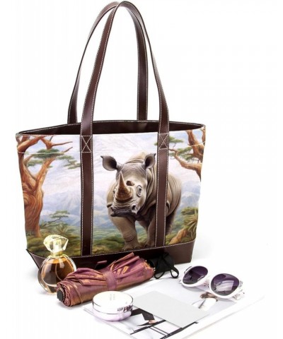 Rhinoceros Canvas Leather Mix Crossbody Bag - Stylish Hand-held Purse, 13.3x4.7x12.2 inches $22.08 Crossbody Bags