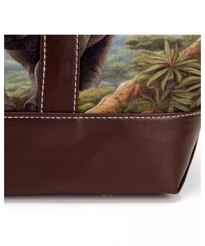 Rhinoceros Canvas Leather Mix Crossbody Bag - Stylish Hand-held Purse, 13.3x4.7x12.2 inches $22.08 Crossbody Bags