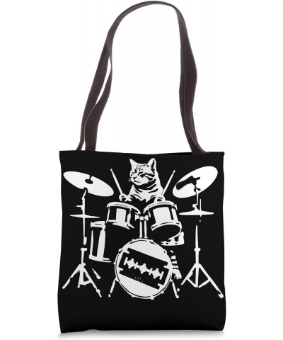 Distressed Cat Playing Drums Music Punk Rock & Roll Vintage Tote Bag $14.23 Totes